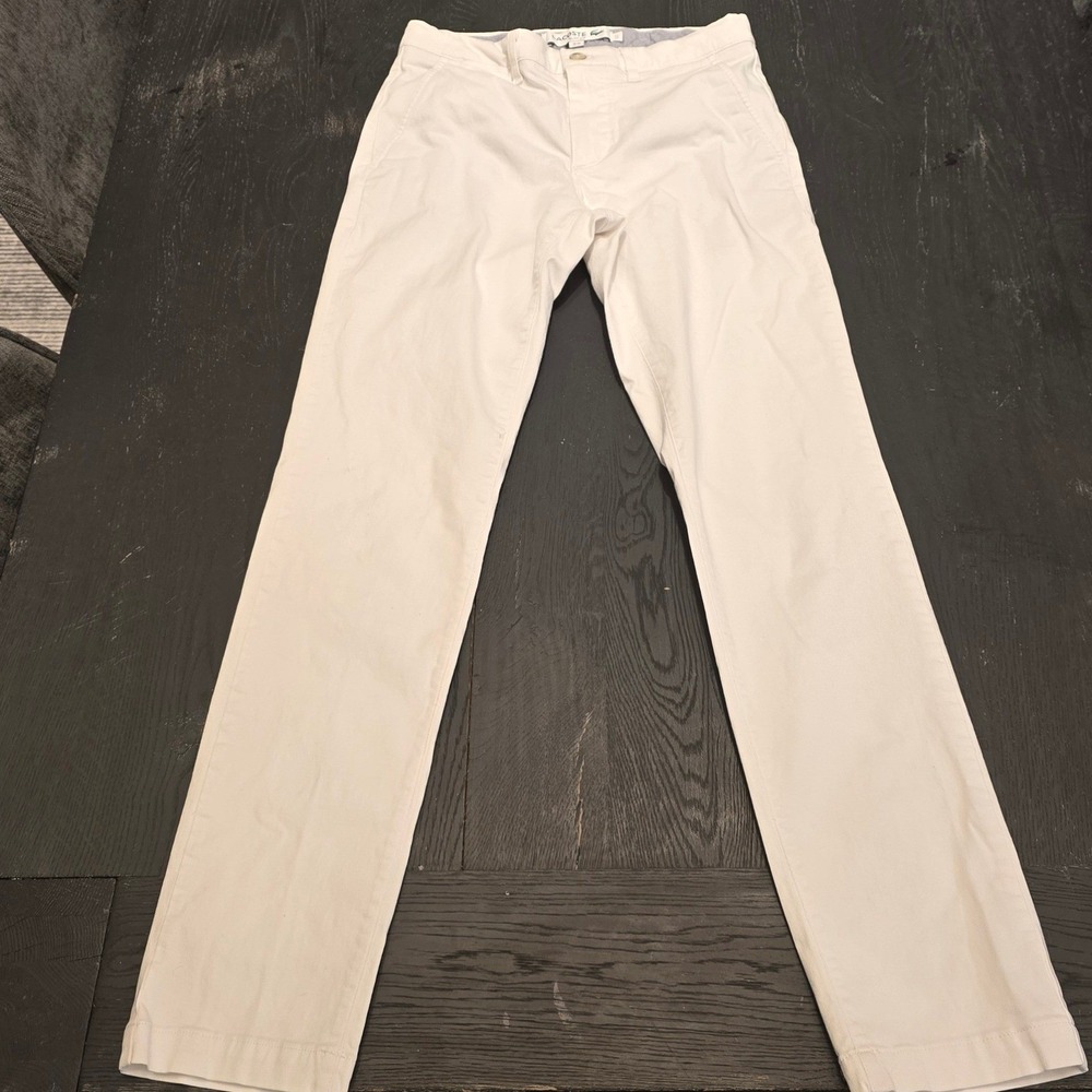 Lacoste Slim Fit Chino Pants Mens 29x32 White Stretch Cotton FA12917